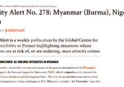 Global Centre for Responsibility to Protect အဖွဲ့ရဲ့ အပတ်စဉ်ထုတ်စာစောင်ပါ မြန်မာ့အရေး ဆောင်းပါးအပေါ် မြန်မာပြည်သူတစ်ဦး၏တုံ့ပြန်ချက်
